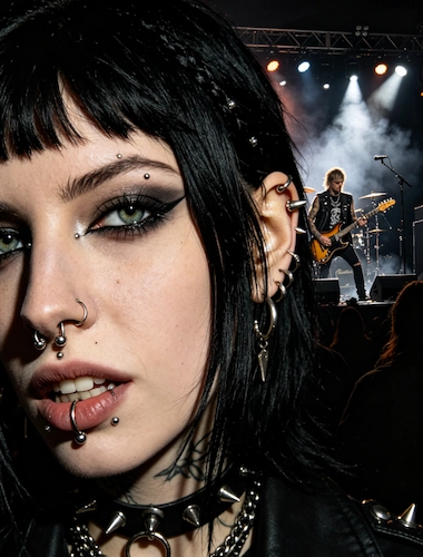 Alternative Gothic Piercing Jewelry Set: Edgy Silver Face and Ear Piercings